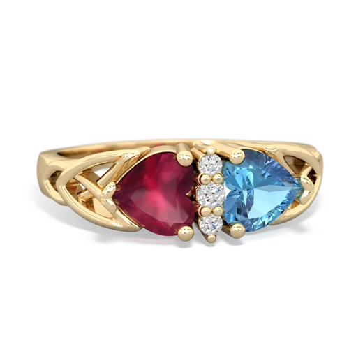 ruby-blue topaz celtic ring