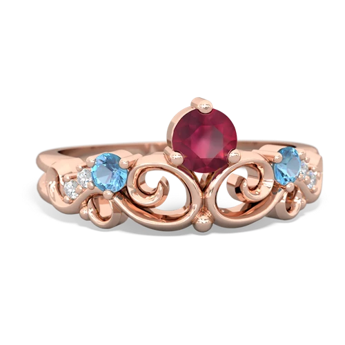 Ruby Genuine Ruby with Genuine Swiss Blue Topaz and  Crown Keepsake ring Ring