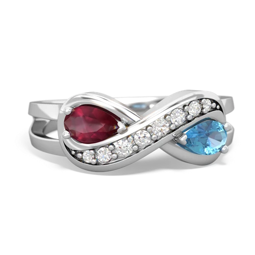 ruby-blue topaz diamond infinity ring