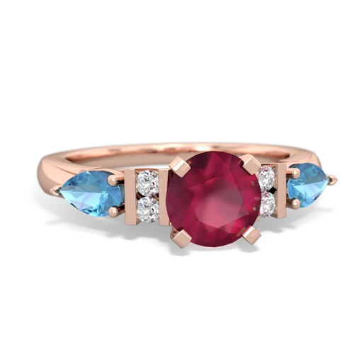 Ruby Genuine Ruby with Genuine Swiss Blue Topaz and  Engagement ring Ring