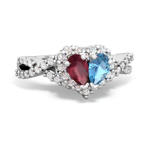 ruby-blue topaz engagement ring