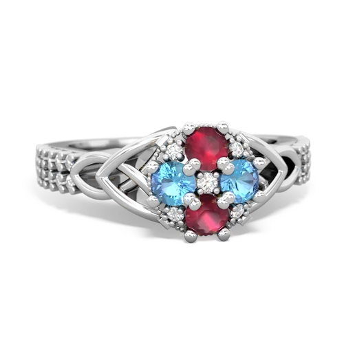 ruby-blue topaz engagement ring