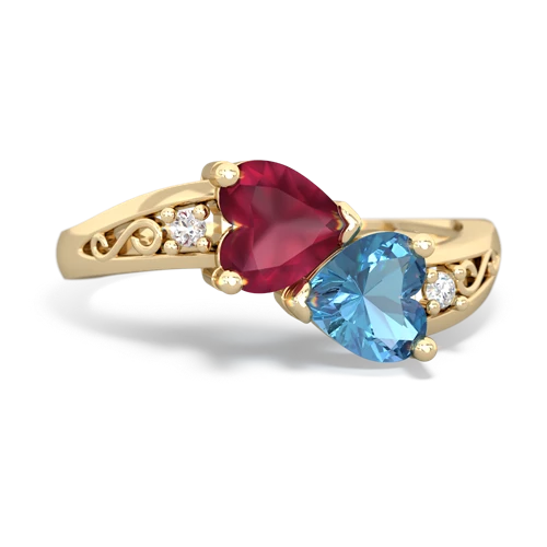 ruby-blue topaz filligree ring