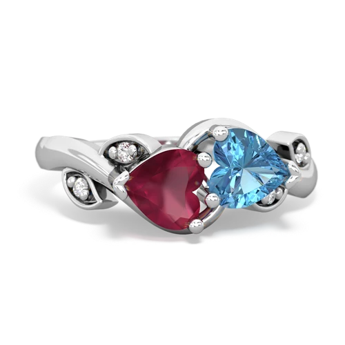 ruby-blue topaz floral keepsake ring