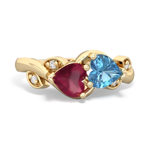 ruby-blue topaz floral keepsake ring