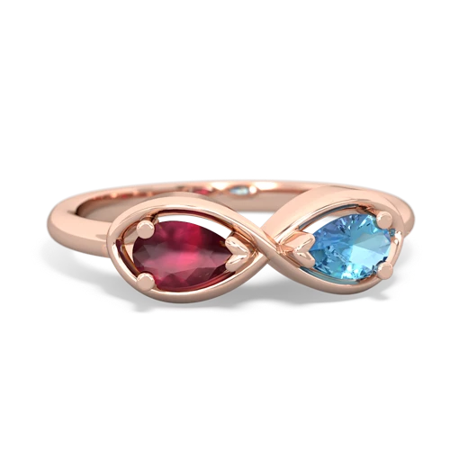 Ruby Genuine Ruby with Genuine Swiss Blue Topaz Infinity ring Ring