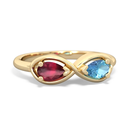 ruby-blue topaz infinity ring