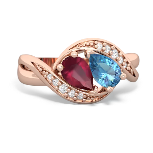 Ruby Genuine Ruby with Genuine Swiss Blue Topaz Summer Winds ring Ring