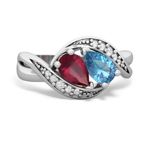 Ruby Genuine Ruby with Genuine Swiss Blue Topaz Summer Winds ring Ring