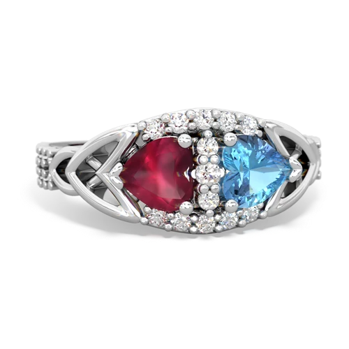Ruby Genuine Ruby with Genuine Swiss Blue Topaz Celtic Knot Engagement ring Ring