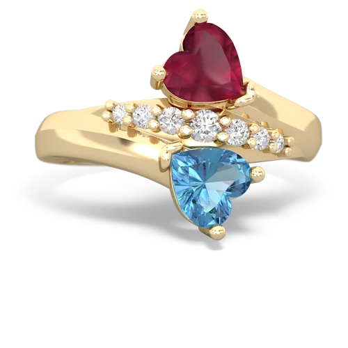 ruby-blue topaz modern ring