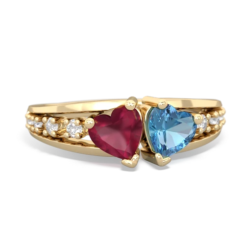 ruby-blue topaz modern ring