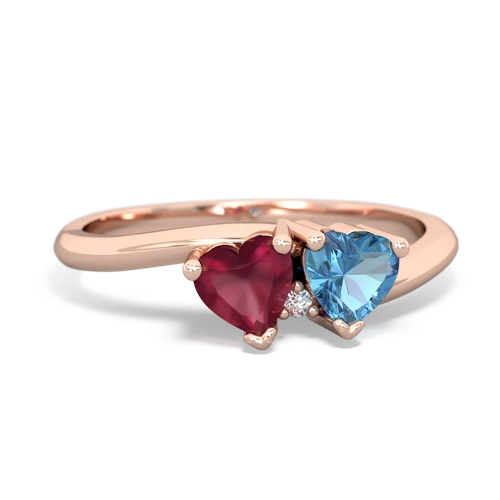 Ruby Genuine Ruby with Genuine Swiss Blue Topaz Sweetheart's Promise ring Ring