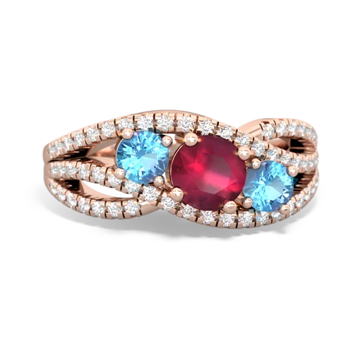 ruby-blue topaz three stone pave ring