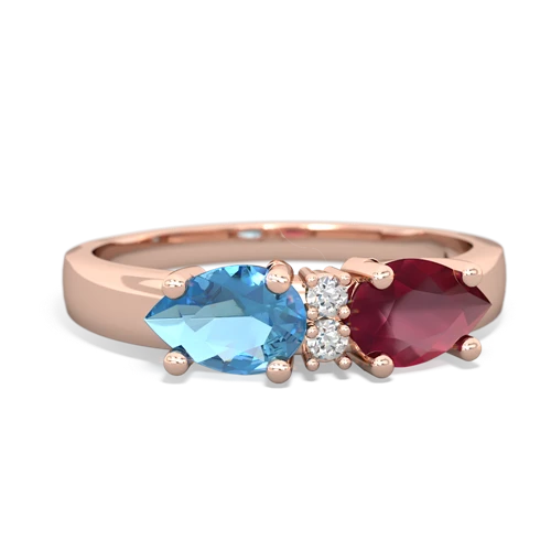 Ruby Genuine Ruby with Genuine Swiss Blue Topaz Pear Bowtie ring Ring