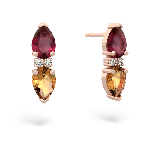 ruby-citrine bowtie earrings