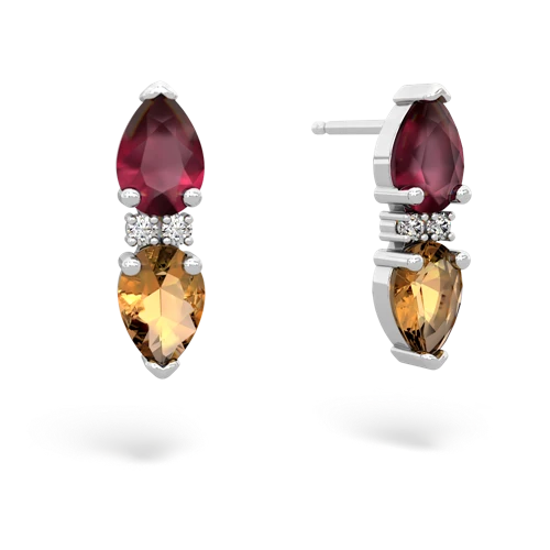 ruby-citrine bowtie earrings