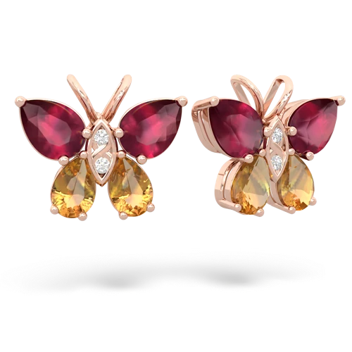 ruby-citrine butterfly earrings