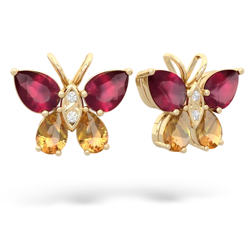 ruby-citrine butterfly earrings