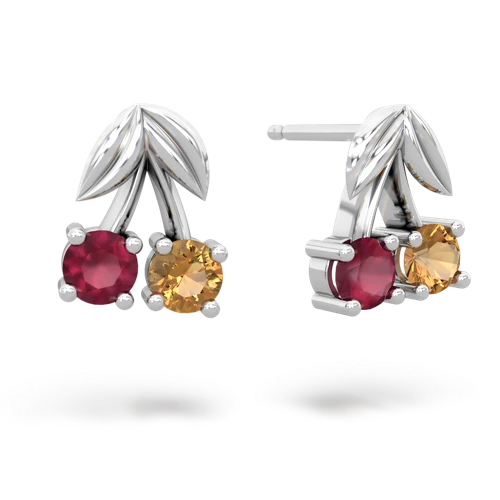 ruby-citrine cherries earrings
