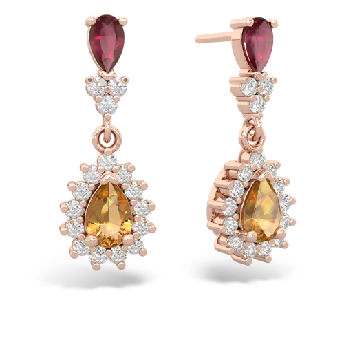 ruby-citrine dangle earrings