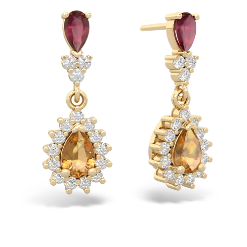 ruby-citrine dangle earrings