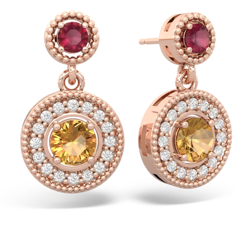 ruby-citrine halo earrings