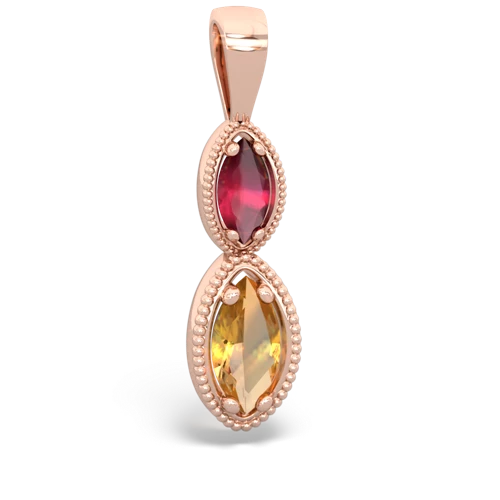 ruby-citrine antique milgrain pendant