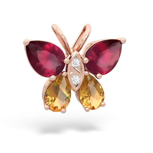 ruby-citrine butterfly pendant