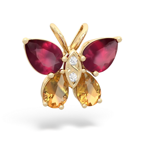 ruby-citrine butterfly pendant