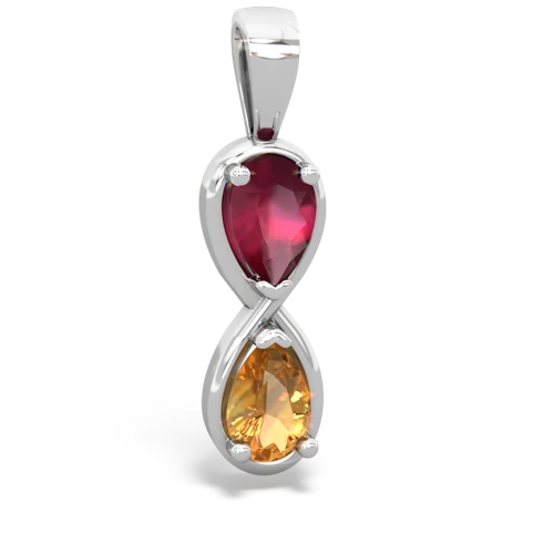 Ruby Genuine Ruby with Genuine Citrine Infinity pendant Pendant