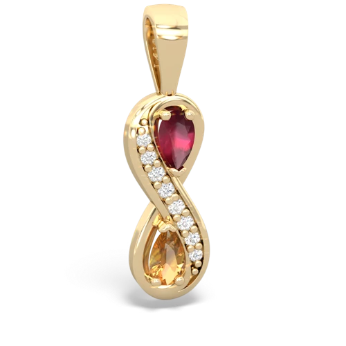 Ruby Genuine Ruby with Genuine Citrine Keepsake Infinity pendant Pendant