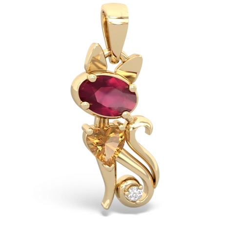 Ruby Genuine Ruby with Genuine Citrine Kitten pendant Pendant
