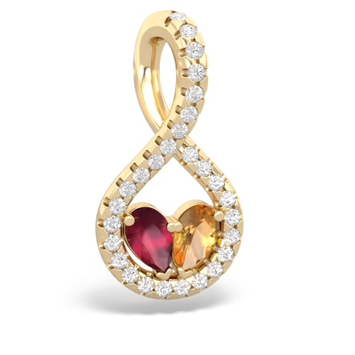 ruby-citrine pave twist pendant