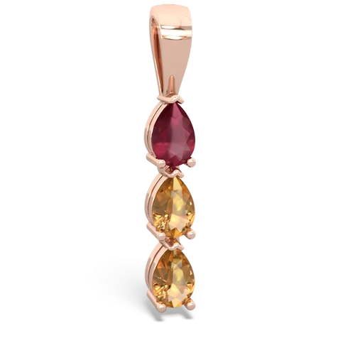 Ruby Genuine Ruby with Genuine Citrine and Lab Created Pink Sapphire Three Stone pendant Pendant