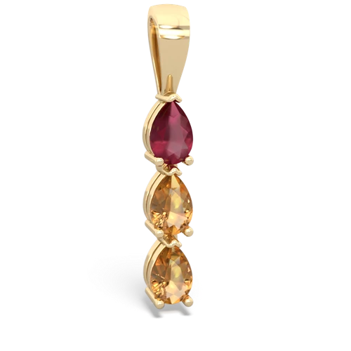 ruby-citrine three stone pendant