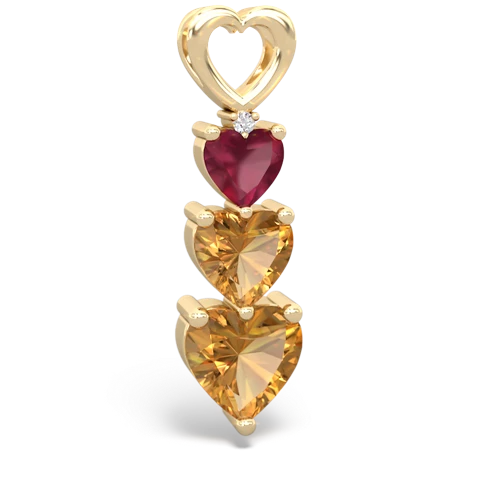 Genuine Ruby with Genuine Citrine and Lab Created Emerald Past Present Future pendant