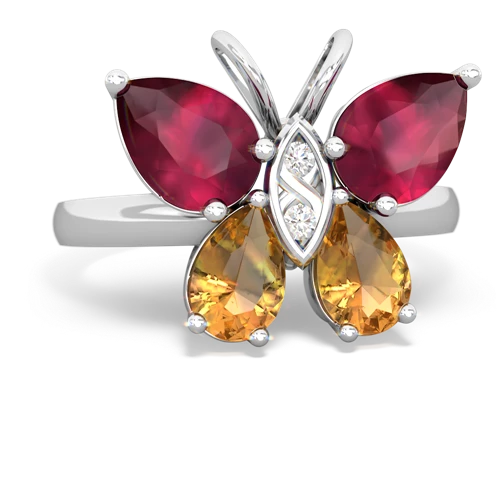 ruby-citrine butterfly ring