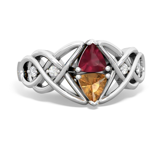 ruby-citrine celtic knot ring