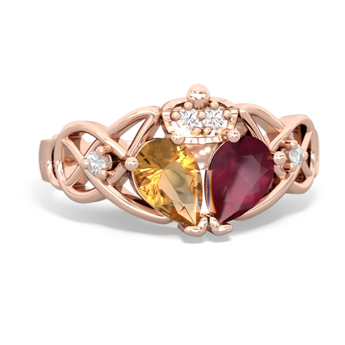 ruby-citrine claddagh ring