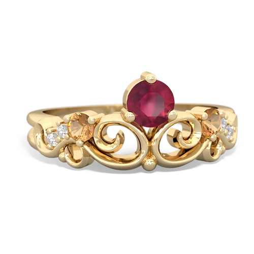 Genuine Ruby with Genuine Citrine and Lab Created Emerald Crown Keepsake ring