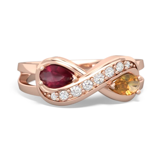Ruby Genuine Ruby with Genuine Citrine Diamond Infinity ring Ring
