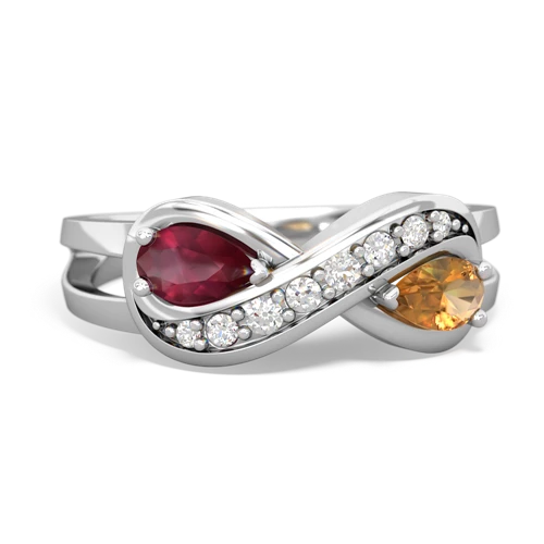 ruby-citrine diamond infinity ring