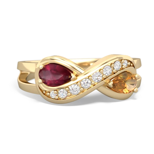 ruby-citrine diamond infinity ring