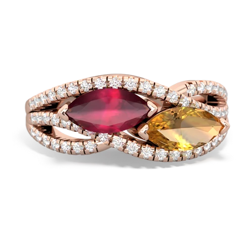 Ruby Genuine Ruby with Genuine Citrine Diamond Rivers ring Ring