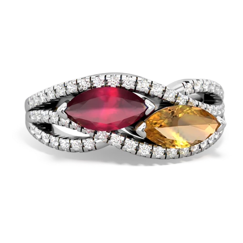 ruby-citrine double heart ring