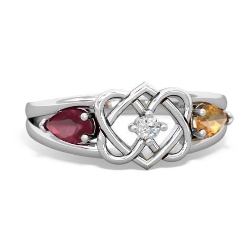 ruby-citrine double heart ring