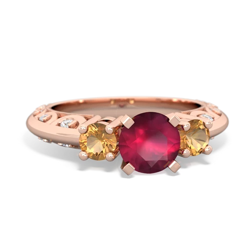 Ruby Genuine Ruby with Genuine Citrine Art Deco ring Ring