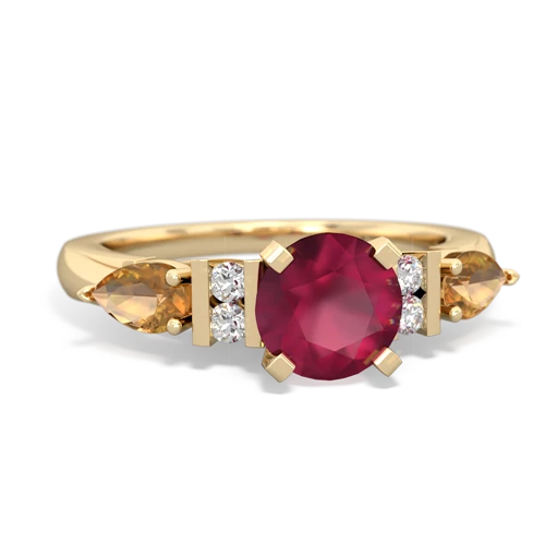Ruby Genuine Ruby with Genuine Citrine and Lab Created Pink Sapphire Engagement ring Ring