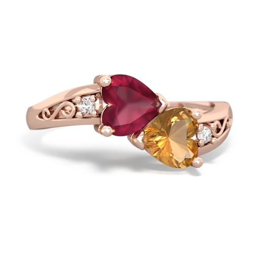 ruby-citrine filligree ring